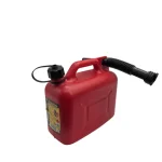 Canistră Plastic 5L pentru Combustibil și Lichide, cu Pâlnie Flexibilă și Mâner Ergonomic, Recipient Portabil pentru Transport Carburant, Roșu
